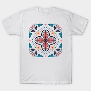 Flower Butterfly Vine Mandala - Transparent T-Shirt